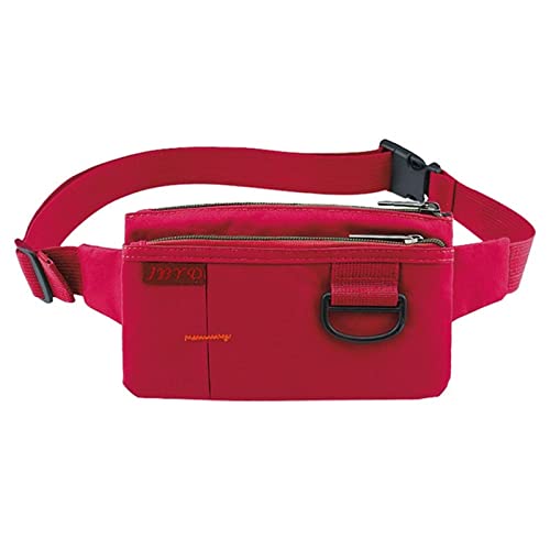 AQQWWER Hüfttasche Men Women Nylon 4 Pockets Waterproof Waist Packs Male Wear Resistant Black Messenger Shoulder Bag (Color : Red 1) von AQQWWER