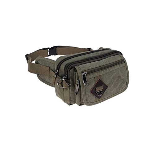 AQQWWER Hüfttasche Mode Casual Canvas Messenger Bag Taille Tasche Geldbörse Männer Tragbare Taille Tasche Reise Taille Tasche (Color : Army Green) von AQQWWER