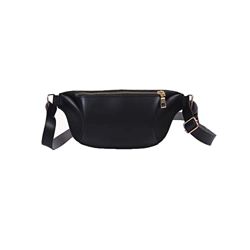 AQQWWER Hüfttasche Mode Frauen Kupplung Taille Tasche Brieftasche Feste Farbe Messenger Bag Damen Pu. Leder-Taille-Tasche (Color : Black) von AQQWWER
