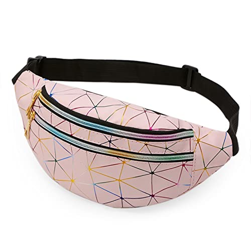 AQQWWER Hüfttasche Mode Holographische Fanny Pack Frauen Gürtel Tasche Weibliche Taille Taschen Laser Brusttelefon Pouch Lady Bananen Geldbörse Bum Bag Niere (Color : Pink) von AQQWWER