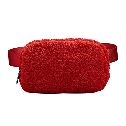 AQQWWER Hüfttasche New Sport Waist Bag for Women Ourdoor Fleece Fur Men Women Chest Bags Waist Packs Winter Bags (Color : Red) von AQQWWER