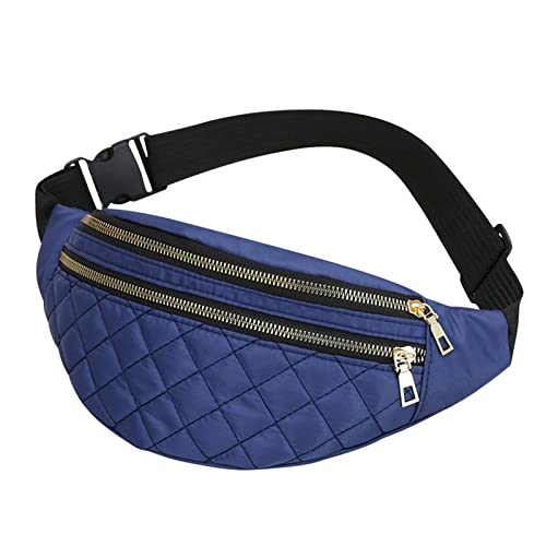 AQQWWER Hüfttasche Plaid WomenWaist Bag Ladies Belt Bags Designer Shoulder Crossbody Chest Bag Female Travel Fanny Pack Banana Hip Purse (Color : Blue) von AQQWWER