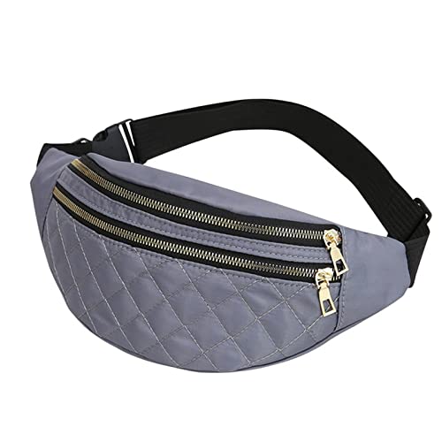 AQQWWER Hüfttasche Plaid WomenWaist Bag Ladies Belt Bags Designer Shoulder Crossbody Chest Bag Female Travel Fanny Pack Banana Hip Purse (Color : Grijs) von AQQWWER