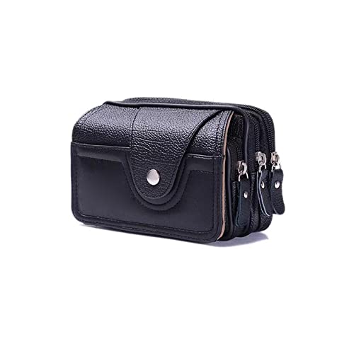 AQQWWER Hüfttasche Pu. Taille Tasche Multifunktionale Handy Taille Tasche Mode Outdoor Kleine Brieftasche Männer Frauen (Color : Black) von AQQWWER