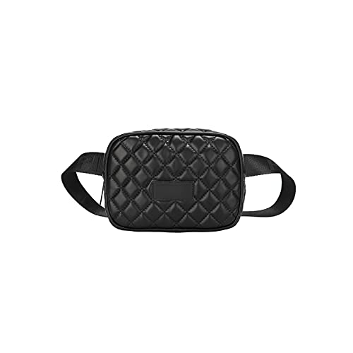 AQQWWER Hüfttasche Rhombus Gittermuster Taille Tasche, wasserdichte große Kapazität Messenger Bag, Damen PU. Gürteltasche (Color : Black) von AQQWWER