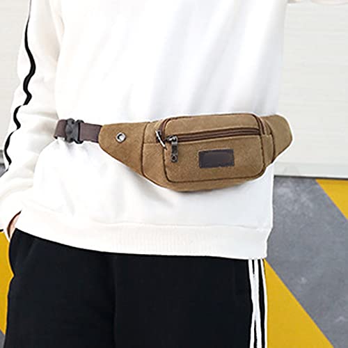 AQQWWER Hüfttasche Sport-Taillenpackungen, Casual Canvas-Diebstahl-Brusttaschen, Körper, der für Männer läuft, die für Männer Frauen Touristenzyklus Crossbody Bag Tasche (Color : Camel) von AQQWWER