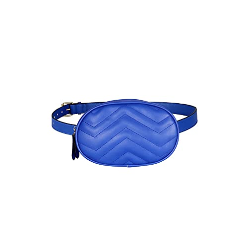 AQQWWER Hüfttasche Taille Pack Fanny Pack für Frauen Gürteltasche Crossbody Bag PU. Leder Casual Brustpackungen Damen Wide Strap Bag (Color : Blue) von AQQWWER