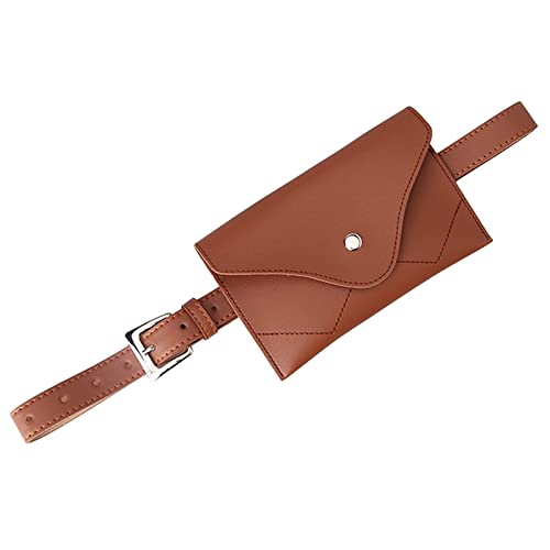 AQQWWER Hüfttasche Waist Bag PU Leather Femal Belt Phone Pouch Small Chest Pack Bags Vintage Women Belt Messenger Bags (Color : Bruin) von AQQWWER