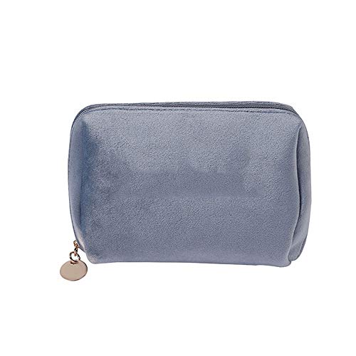 AQQWWER Schminktasche 1 stück Frauen reißverschluss samt Make up Tasche Reisen große kosmetische Tasche festfarb weibliche Make up Tasche. (Color : Blue) von AQQWWER