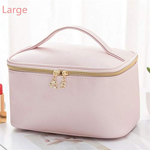 AQQWWER Schminktasche 1 stück große Frauen kosmetische Tasche pu Leder wasserdicht reißverschluss Make up Tasche Reisen waschen Make-up Organizer Beauty case (Color : L pink) von AQQWWER