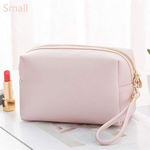 AQQWWER Schminktasche 1 stück große Frauen kosmetische Tasche pu Leder wasserdicht reißverschluss Make up Tasche Reisen waschen Make-up Organizer Beauty case (Color : S pink) von AQQWWER