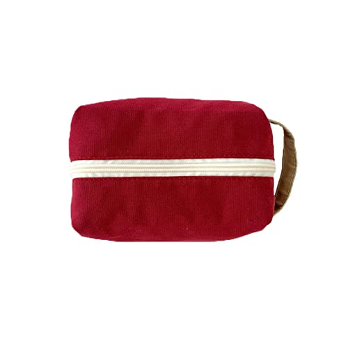 AQQWWER Schminktasche Canvas Handbag Fashion Solid Color Portable Mini Cosmetic Bag Female Casual Travel Wash Lipstick Storage Bags Women (Color : Red) von AQQWWER