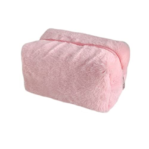 AQQWWER Schminktasche Color Fur Makeup Bag for Women Soft Travel Cosmetic Bag Organizer Case Young Lady Make Up Case (Color : Pink) von AQQWWER