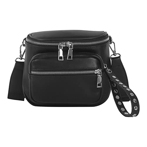 AQQWWER Schminktasche Cosmetic Bag Female Casual Solid Color Shoulder Messenger Handbags Women Leather Large Capacity Zipper Crossbody Bags von AQQWWER
