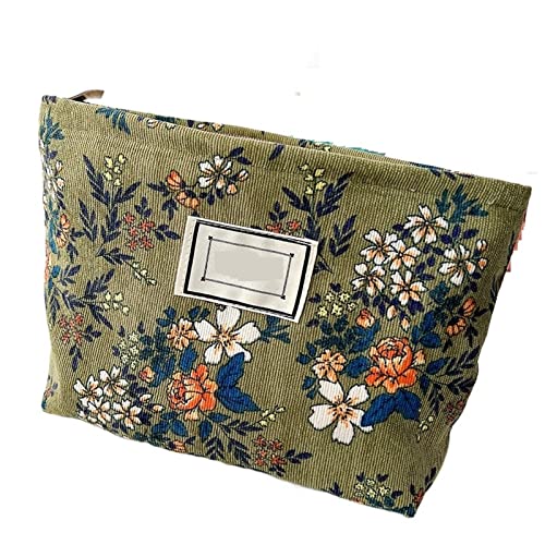 AQQWWER Schminktasche Cosmetic Bag Flowers Print Cosmetic Bag Canvas Washing Bag Large Capacity Women Travel Cosmetic Pouch Make UpCosmetic Bag von AQQWWER