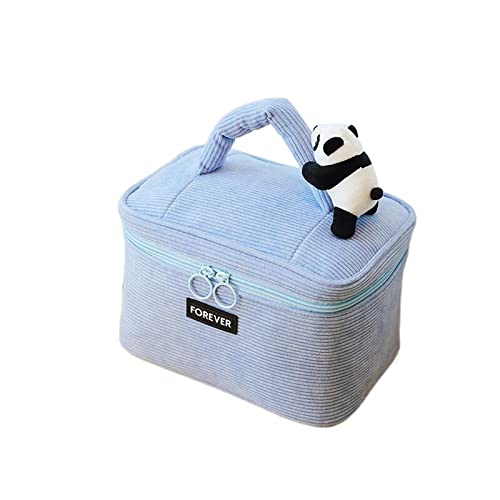 AQQWWER Schminktasche Cosmetic Bag Women Cute Panda Makeup Bag Travel Large Soft Corduroy Cosmetic Bag Female Make Up Case von AQQWWER