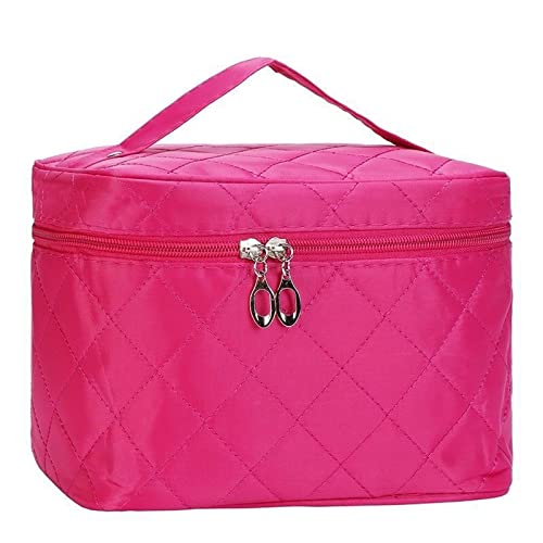AQQWWER Schminktasche Cosmetic Box Female Quilted Professional Cosmetic Bag Women Large Capacity Storage Handbag travel Toiletry Makeup Bag (Color : Rose Red, Size : L) von AQQWWER