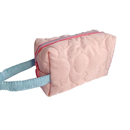 AQQWWER Schminktasche Fabric Makeup Toiletry Bag for Women Candy Cosmetic Organizer Cute Wrist Make Up Pouch Portable (Color : Pink) von AQQWWER