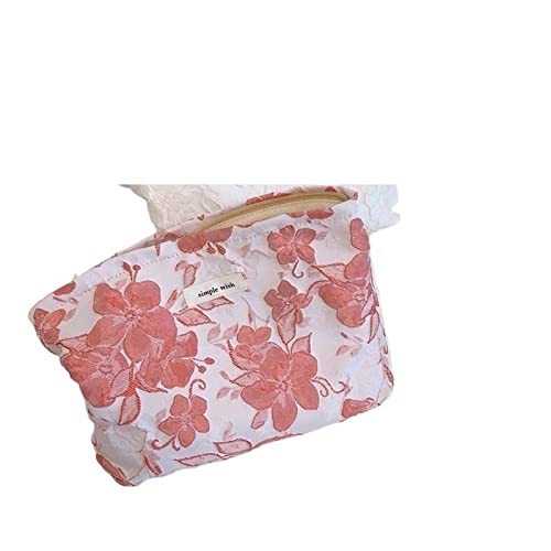 AQQWWER Schminktasche Large Capacity Floral Cosmetic Bag Women Portable Case Cosmetic Bag Pouch Travel Wash Bag von AQQWWER