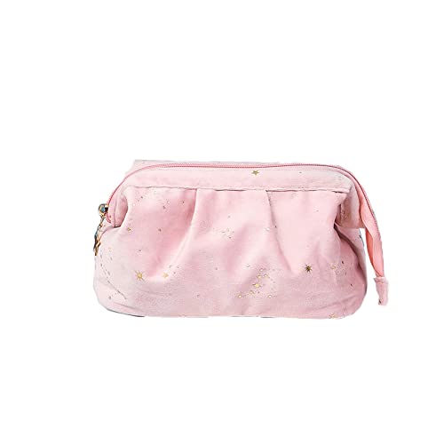 AQQWWER Schminktasche Makeup Bags Portable Large Capacity Storage Bag Women Bronzing Star Moon Wash Bag Soft Cosmetic Bag (Color : Pink) von AQQWWER