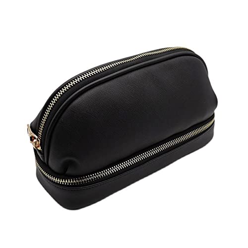 AQQWWER Schminktasche Portable Essential Bag Cosmetic Bag Multi-Compartment Double Layer Leather Sample Bottle Storage Organizer Bag for Travel von AQQWWER