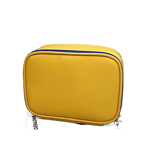 AQQWWER Schminktasche Solid Color Women Makeup Bag Zipper Large Cosmetic Bag Travel Make Up Toiletry Bag Female Washing Cosmetic Bag (Color : Yellow) von AQQWWER