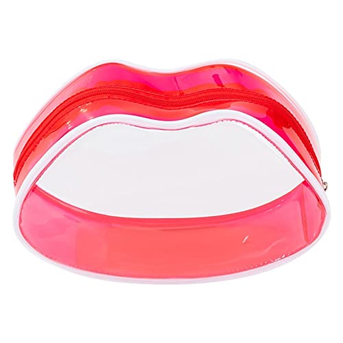 AQQWWER Schminktasche Transparent Cosmetic Bag Lips Shape Women Clear Makeup Bag Beauty Case Storage Girls Toiletry Bag Travel Make Up von AQQWWER