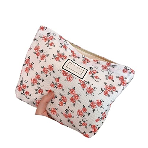 AQQWWER Schminktasche Women Cosmetic Bag Cotton Floral Makeup Bag Toiletry Bag Beauty Pouch Make Up Cosmetic Bag von AQQWWER