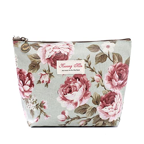 AQQWWER Schminktasche Women Make Up Bags Flower Zipper Cosmetic Cases Casual Girls Lady Pouch Storage Item Cosmetic Bag von AQQWWER