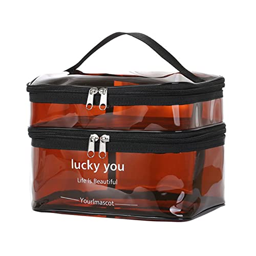 AQQWWER Schminktasche Women Portable Travel Wash Bag Female Transparent Waterproof Double-Layer Dry Wet Separation Makeup Storage Pouch Large Capacity von AQQWWER