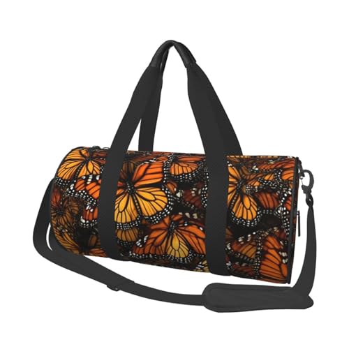 Sporttasche für Damen und Herren, Reisetasche, Wochenendtasche, Handgepäcktasche für Reisen, Schwimmen, Fitness, Workout, Sport, Welpen, Mops, Duffle Bag, Heaps of Orange Monarch Schmetterlinge Sporttasche für Damen und Herren, Reisetasche, Wochenendtasche, Handgepäcktasche für Reisen, Schwimmen, Fitness, Workout, Sport, Welpen, Mops, Duffle Bag, Heaps of Orange Monarch Schmetterlinge von AQRJKHD