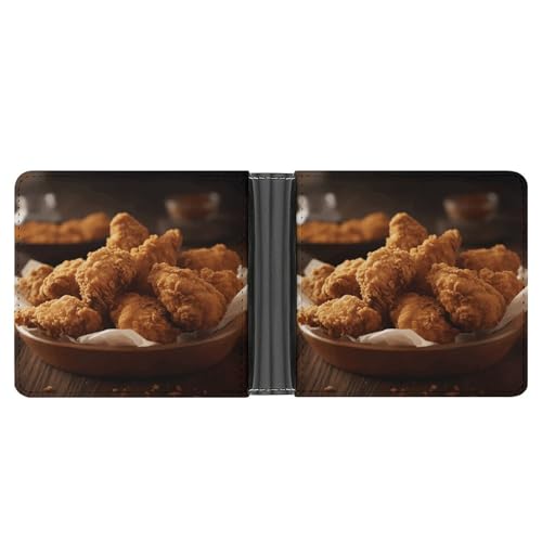 AQRJLPM A Plate Of Fried Chicken Wallet with Money Clip Leather Bifold Wallet Slim Credit Card Holder Gift for Men von AQRJLPM