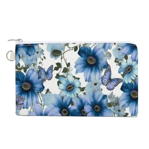 AQRJLPM Blooming Blue Daisy Wallet Canvas Slim Lightweight Wallets Durable Zippered Card Holder for Men Women von AQRJLPM
