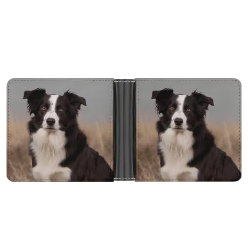 AQRJLPM Border Collie Geldbörse mit Geldklammer Leder Bifold Wallet Slim Kreditkartenetui Geschenk für Männer von AQRJLPM