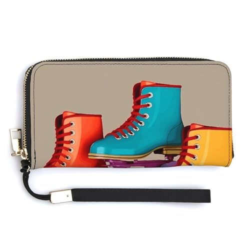 AQRJLPM Bunte Retro-Geldbörse mit Rollschuhen, Leder, Reißverschluss, großes Fassungsvermögen, Geldbörse mit Handgelenkriemen, weiß, 20 x 10,5 cm, Geldbörse, weiß, 20.0*10.5cm, Brieftasche AQRJLPM Bunte Retro-Geldbörse mit Rollschuhen, Leder, Reißverschluss, großes Fassungsvermögen, Geldbörse mit Handgelenkriemen, weiß, 20 x 10,5 cm, Geldbörse, weiß, 20.0*10.5cm, Brieftasche von AQRJLPM