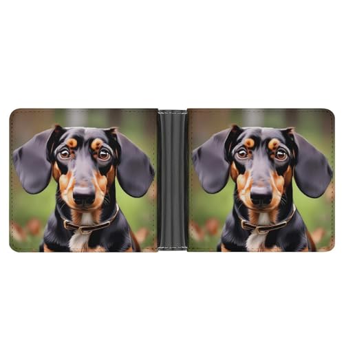 AQRJLPM Dackel-Weiner Haustier-Geldbörse mit Geldklammer aus Leder, Bifold Wallet Slim Kreditkartenetui Geschenk für Männer von AQRJLPM