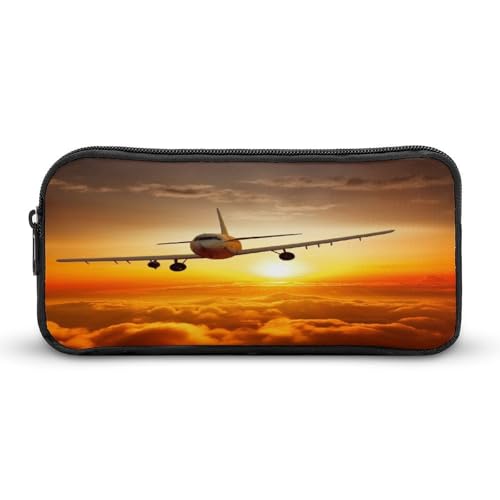 AQRJLPM Federmäppchen mit Flugzeug bei Sonnenuntergang, großes Fassungsvermögen, einfache Markertasche, tragbar, ästhetischer Reißverschluss, Federmäppchen AQRJLPM Federmäppchen mit Flugzeug bei Sonnenuntergang, großes Fassungsvermögen, einfache Markertasche, tragbar, ästhetischer Reißverschluss, Federmäppchen von AQRJLPM