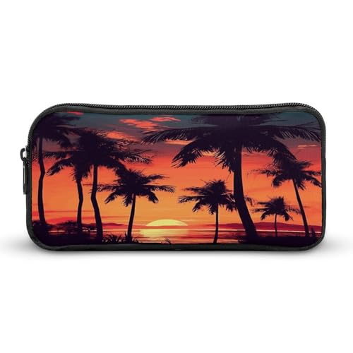 AQRJLPM Federmäppchen mit Palmenmotiv, Sommer, Sonnenuntergang, großes Fassungsvermögen, einfache Markertasche, tragbar, ästhetischer Reißverschluss, Federmäppchen AQRJLPM Federmäppchen mit Palmenmotiv, Sommer, Sonnenuntergang, großes Fassungsvermögen, einfache Markertasche, tragbar, ästhetischer Reißverschluss, Federmäppchen von AQRJLPM