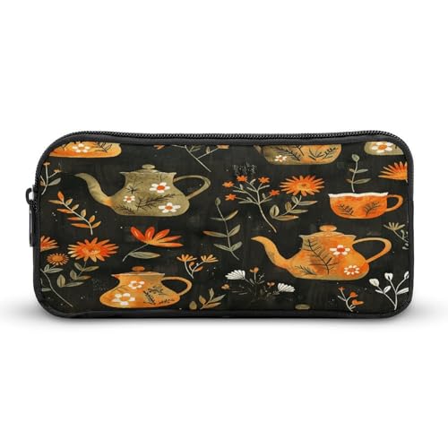 AQRJLPM Federmäppchen mit Pflanzen und Teekanne, großes Fassungsvermögen, einfache Markertasche, tragbar, ästhetisches Federmäppchen mit Reißverschluss AQRJLPM Federmäppchen mit Pflanzen und Teekanne, großes Fassungsvermögen, einfache Markertasche, tragbar, ästhetisches Federmäppchen mit Reißverschluss von AQRJLPM