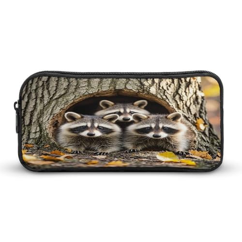 AQRJLPM Federmäppchen mit Waschbären im Baumloch, großes Fassungsvermögen, einfache Markertasche, tragbar, ästhetisches Federmäppchen mit Reißverschluss AQRJLPM Federmäppchen mit Waschbären im Baumloch, großes Fassungsvermögen, einfache Markertasche, tragbar, ästhetisches Federmäppchen mit Reißverschluss von AQRJLPM