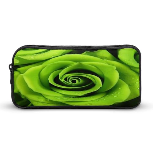 AQRJLPM Federmäppchen mit grüner Rose, großes Fassungsvermögen, einfache Markertasche, tragbar, ästhetischer Reißverschluss, Federmäppchen AQRJLPM Federmäppchen mit grüner Rose, großes Fassungsvermögen, einfache Markertasche, tragbar, ästhetischer Reißverschluss, Federmäppchen von AQRJLPM