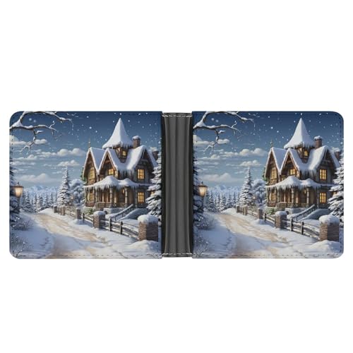 AQRJLPM Geldbörse mit Geldklammer aus Leder, Motiv: Weihnachten, Winter, Happy Scene, schmal, Kreditkartenhalter, Geschenk für Männer von AQRJLPM