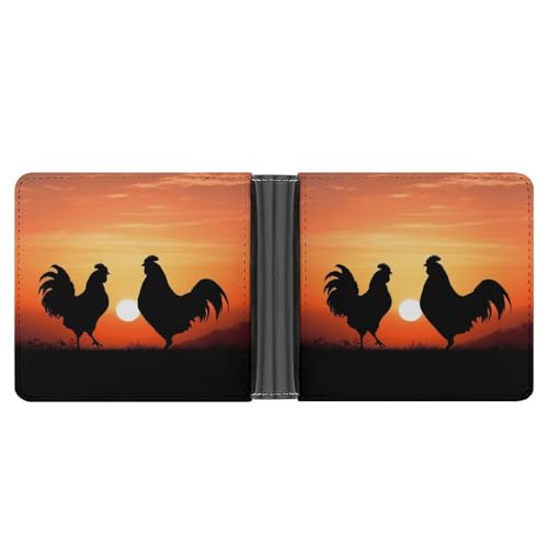 AQRJLPM Geldbörse mit Tier-Hühner-Motiv, mit Geldklammer, Leder, Bifold-Geldbörse, schlankes Kreditkartenetui, Geschenk für Männer von AQRJLPM
