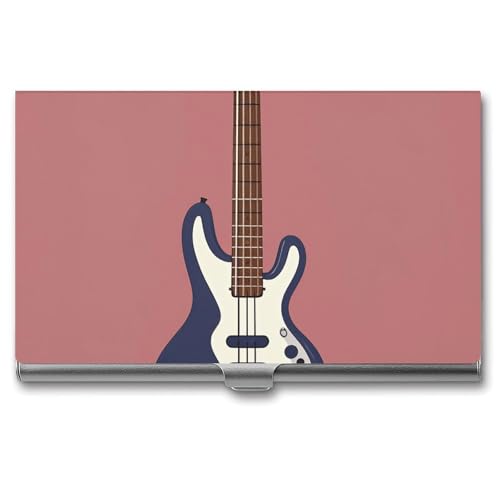 AQRJLPM Gitarre Bass Musik Musikinstrumente Visitenkartenetui Visitenkartenetui Tasche Kartenhalter Metall Slim Namenskartenhalter Professionelle Multi Wallet Kreditkarte ID Hülle für Männer Frauen, von AQRJLPM