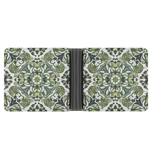 AQRJLPM Grünes dekoratives Muster Geldbörse mit Geldklammer Leder Bifold Wallet Slim Kreditkartenetui Geschenk für Männer AQRJLPM Grünes dekoratives Muster Geldbörse mit Geldklammer Leder Bifold Wallet Slim Kreditkartenetui Geschenk für Männer von AQRJLPM