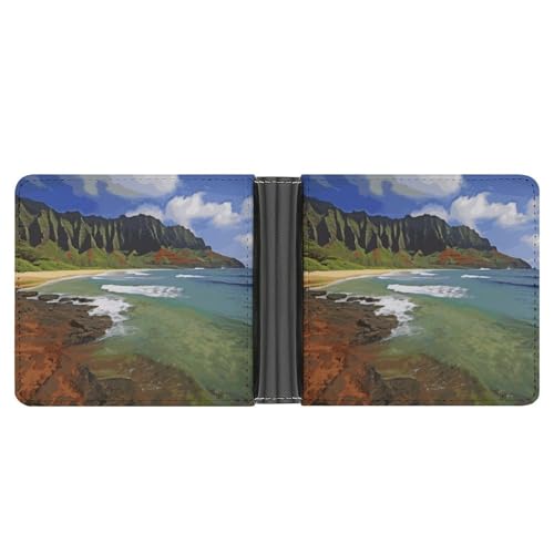 AQRJLPM Kauai Hawaii Seashore Wallet mit Geldklammer Leder Bifold Wallet Slim Kreditkartenetui Geschenk für Männer von AQRJLPM