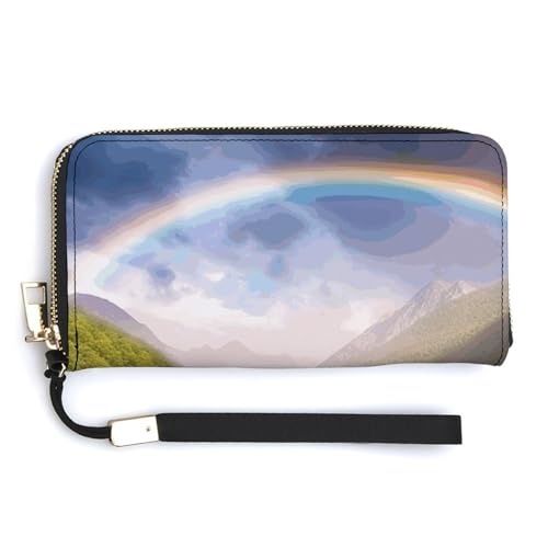 AQRJLPM Mountain Valley Geldbörse mit Regenbogen, Leder, Reißverschluss, großes Fassungsvermögen, Geldbörse mit Handgelenkriemen, weiß, 20 x 10,5 cm, Geldbörse, weiß, 20.0*10.5cm, Brieftasche AQRJLPM Mountain Valley Geldbörse mit Regenbogen, Leder, Reißverschluss, großes Fassungsvermögen, Geldbörse mit Handgelenkriemen, weiß, 20 x 10,5 cm, Geldbörse, weiß, 20.0*10.5cm, Brieftasche von AQRJLPM