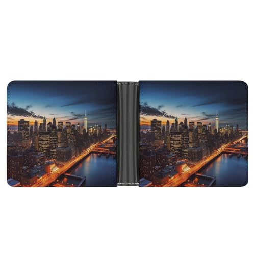 AQRJLPM New York City Landschaft Geldbörse mit Geldklammer Leder Bifold Wallet Slim Kreditkartenetui Geschenk für Männer von AQRJLPM