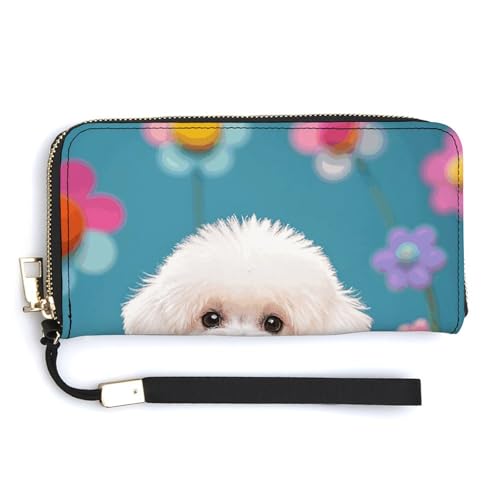 AQRJLPM Niedliche Bichon Frisé-Hundegeldbörse aus Leder, mit Reißverschluss, großes Fassungsvermögen, Geldbörse mit Handgelenkriemen, weiß, 20 x 10,5 cm, Geldbörse, weiß, 20.0*10.5cm, Brieftasche AQRJLPM Niedliche Bichon Frisé-Hundegeldbörse aus Leder, mit Reißverschluss, großes Fassungsvermögen, Geldbörse mit Handgelenkriemen, weiß, 20 x 10,5 cm, Geldbörse, weiß, 20.0*10.5cm, Brieftasche von AQRJLPM