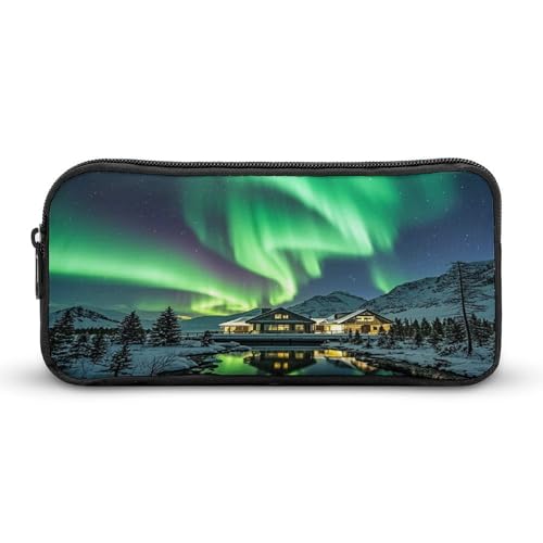 AQRJLPM Northern Lights Federmäppchen, großes Fassungsvermögen, einfache Markertasche, tragbar, ästhetischer Reißverschluss, Federmäppchen von AQRJLPM